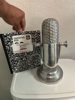 Metal Microphone Sculpture Paper Weight Adjustable 12"