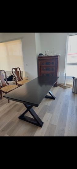 Dark Wood Dining Table with X-Base