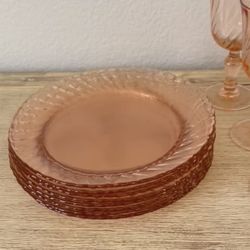 16 pieces of Arcoroc France pink swirl