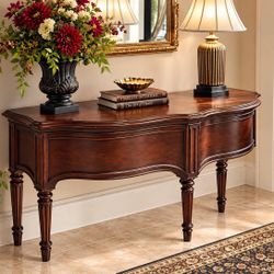 Ashley Exton Square Half-Round Secretary Desk / Console – Mahogany Finish