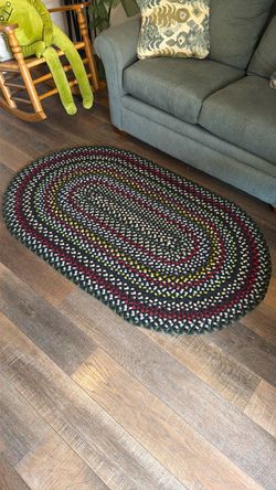 Wool woven rug multicolor hand done 5’ x 3’