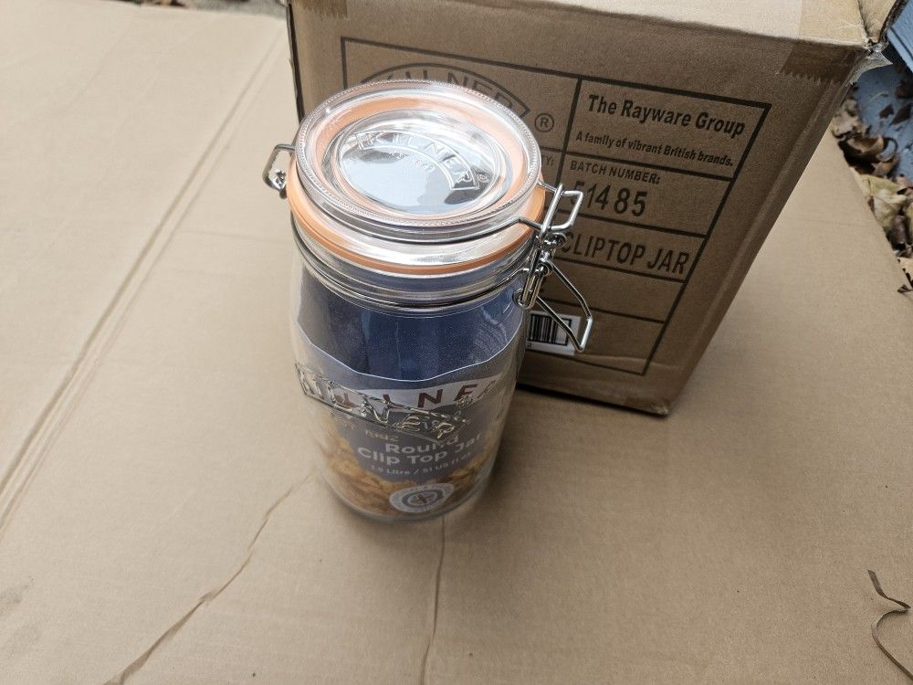 Box of 4 New Kilner 1.5L Clip Top Glass Storage Jars