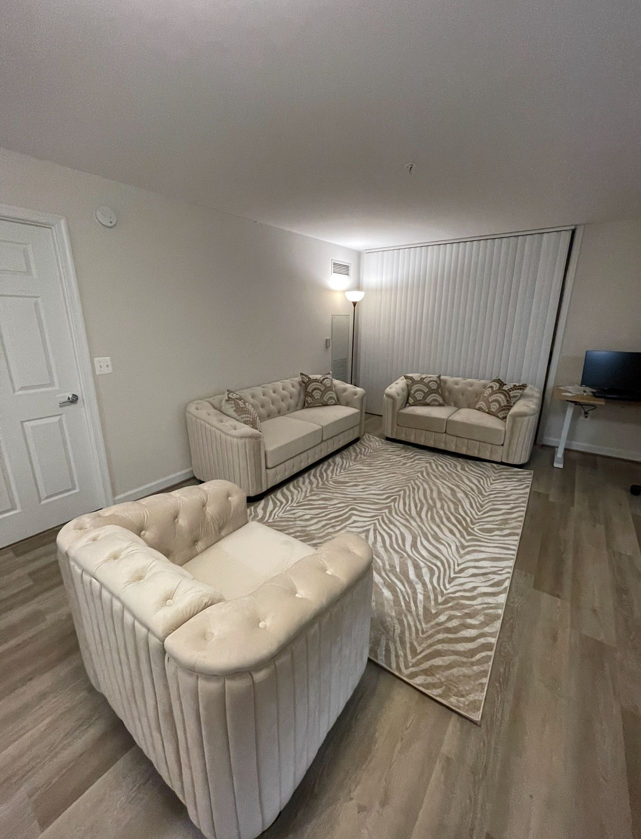 Beautiful Beige Velvet Sofa Set