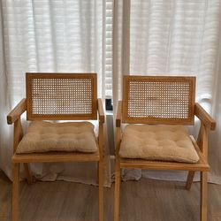 Two Cane Chairs - Mid century modern