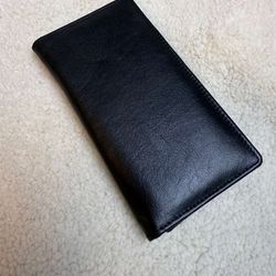 Premium Black Leather Long Wallet with Zipper Pocket and Multi Card Slots 