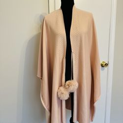 Marc New York Pink Fur Ball Pancho One Size