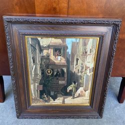 Germany The Postman In Rosenthal Carl Spitzweg Margurg Vintage Print On Canvas 20"x18" Price is firm