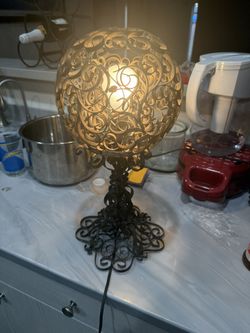 Handcrafted Ornate Metal Table Lamp – Decorative Accent Lighting