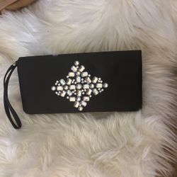 Wristlet /Clutch Black Satin Evening Bag