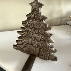VTG Noel Grandeur Christmas Tree Cast Iron Stocking Holder-Heavy- Sturdy 7”