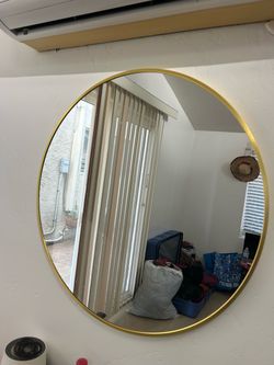 Large Round Wall Mirror Gold Frame
