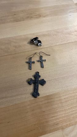 Cross earrings and pendant