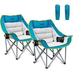 Oversized Camping Chairs 2 Pack for Adults Heavy Duty Padded Folding Portable