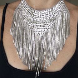 Chocker necklace Cubic Zirconia fringe