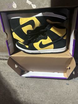 Nike Dunk High Black Yellow Suede Sneakers