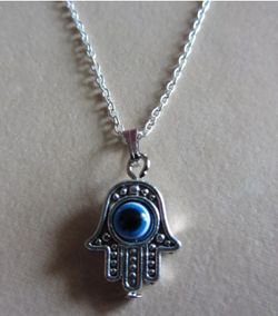 925 Sterling Silver, Handmade Evil Eye, Hamsa Pendant Necklace