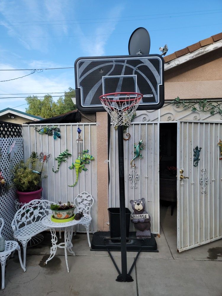 Lifetime Basketball Hoop With Trash Weigh Down Cement Bag