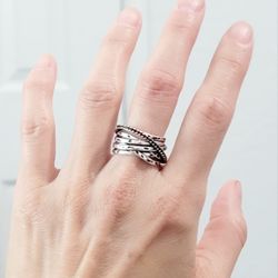 925 sterling silver Unisex Women's Men's Cuff Ring Band Gift