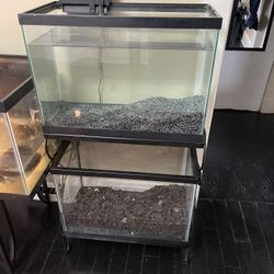 Two fish tanks with stand I believe they’re 30 gallons apiece