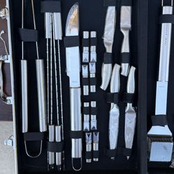 Sharper Image 22-piece Stainless Steel Bbq Tool Set In Case