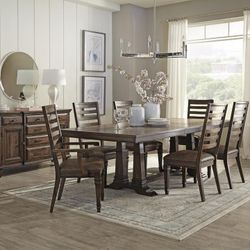 Avenue 7 Piece Dining Room Sets Brown Wood