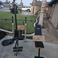 Weights And Bench With V Bar
