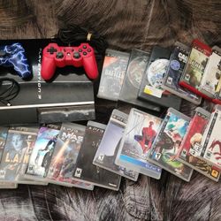Sony PS3 Fat Bundle 80Gb W Remotes all Cords and 17 Games "In Good Working Condition " Can meet or Deliver 