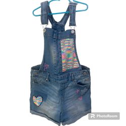 Jordache Girls Denim Overalls Love & Hearts Xl 14/16