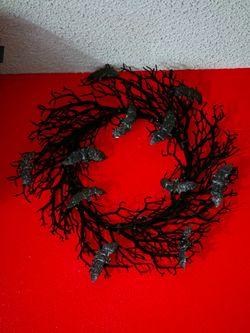 Gothic Black Bat Wreath