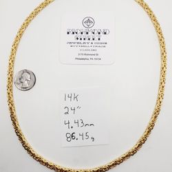 14k gold 24" 4.43mm byzantine chain
