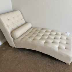 Chaise Lounge Tan Linen 