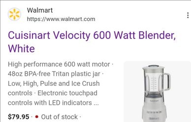 Cuisinart Velocity 48-oz White 4-Speed 600-Watt Pulse Control Blender ,  it's in great condition.