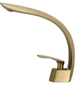 ZASCHIS Brass Brushed Gold Faucet hot and Cold Face Basin Water tap Contracted bathrooma Toilet A Single Golden tap pvd Vacuum Plating Adequate Weight