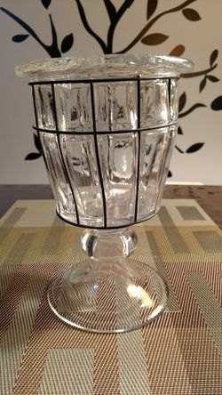 Caged Glass Footed Hurricane/Flower Vase