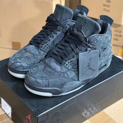 Jordan Air Jordan 4 kaws Black Trendy Mid-top Retro Basketball Shoes Men's Gray