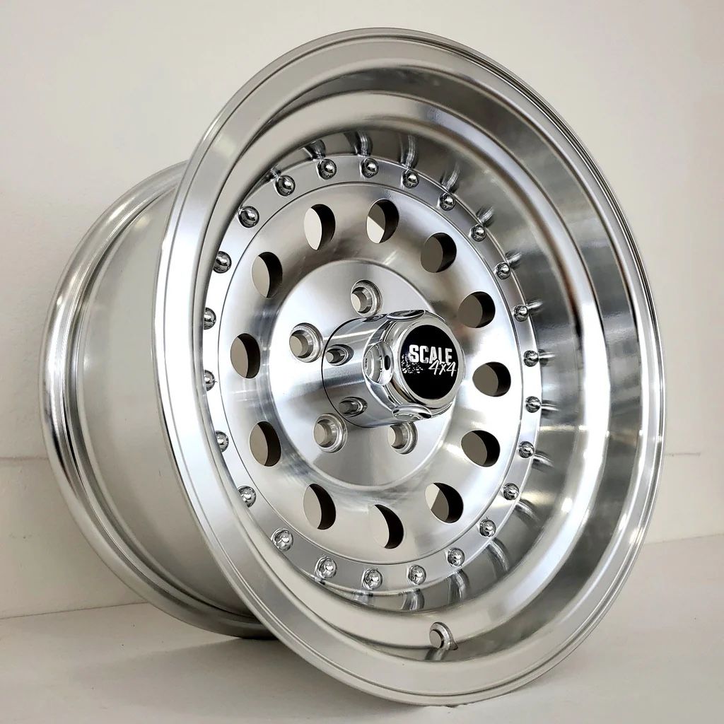Set of 4 - Scale 4x4 Bandit II 15x8 Wheels - 5x114.3 Machined Clear Coat