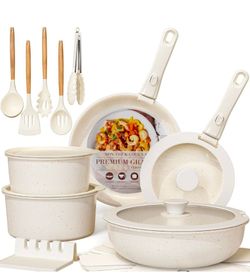 Astercook 21 Pcs Pots and Pans Set Non Stick, Ceramic Cookware Set Detachable Handle, RV Kitchen Cooking Set Removable Handles, Oven Safe, Induction R