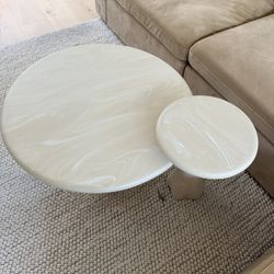 Espira Round Cream Marbled Resin Tables