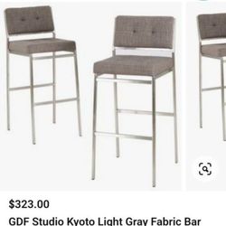 Modern gray fabric and stainless steel bar stools Chairs