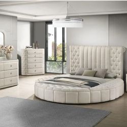 Sonya Ivory 5-Piece Upholstered Eastern King Bedroom Set📦🚚☎️