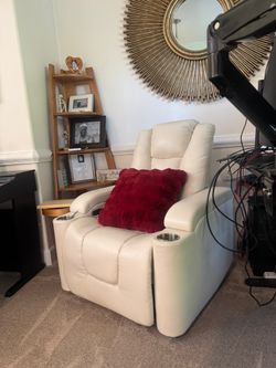 cream leather power theater recliner