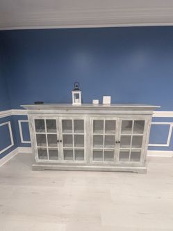 Large Rustic Glass-Door Console / Credenza