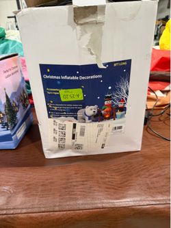 8ft Polar Bear W/ Snowman and Penguin Inflatable