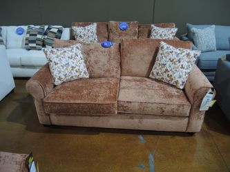 Southern Motion Full Sleeper Roll Arm Loveseat - Rust | Sofa Bed | Pull-Out Couch