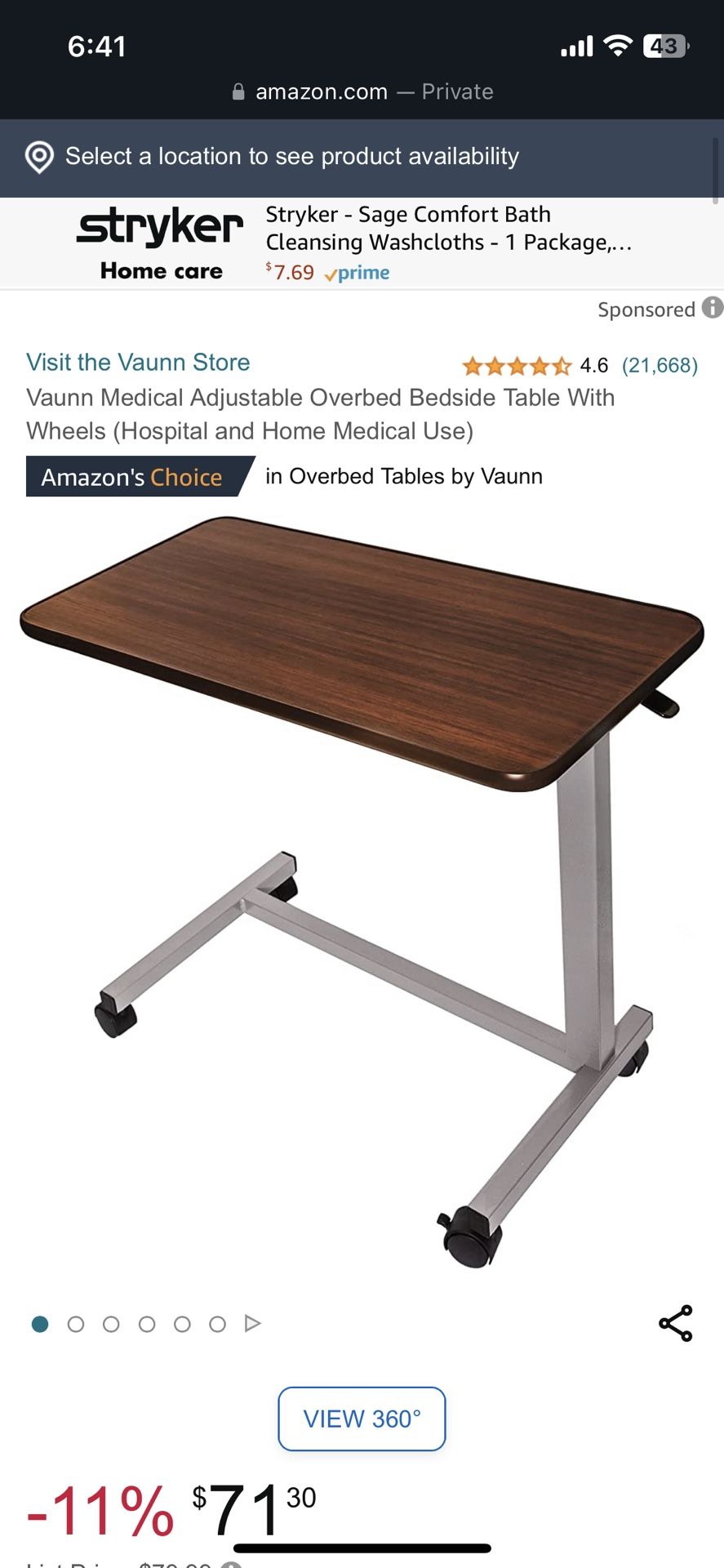 Medical Overbed Table