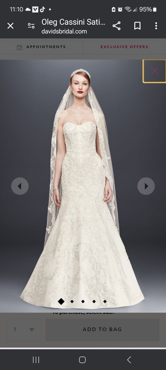   Wedding Dress  Size 12 Oleg Cassini 