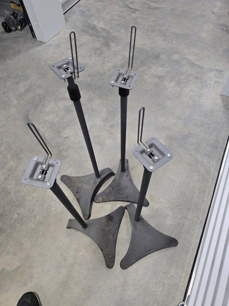 4 telescopic Satellite Speaker Stands floor-standing Adjustable Height 27"–49", gray, Atlantic brand