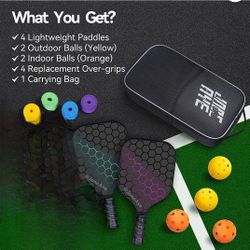 JoncAye Pickleball Paddles Set of 2, with 4 Balls in the original Carrying Bag