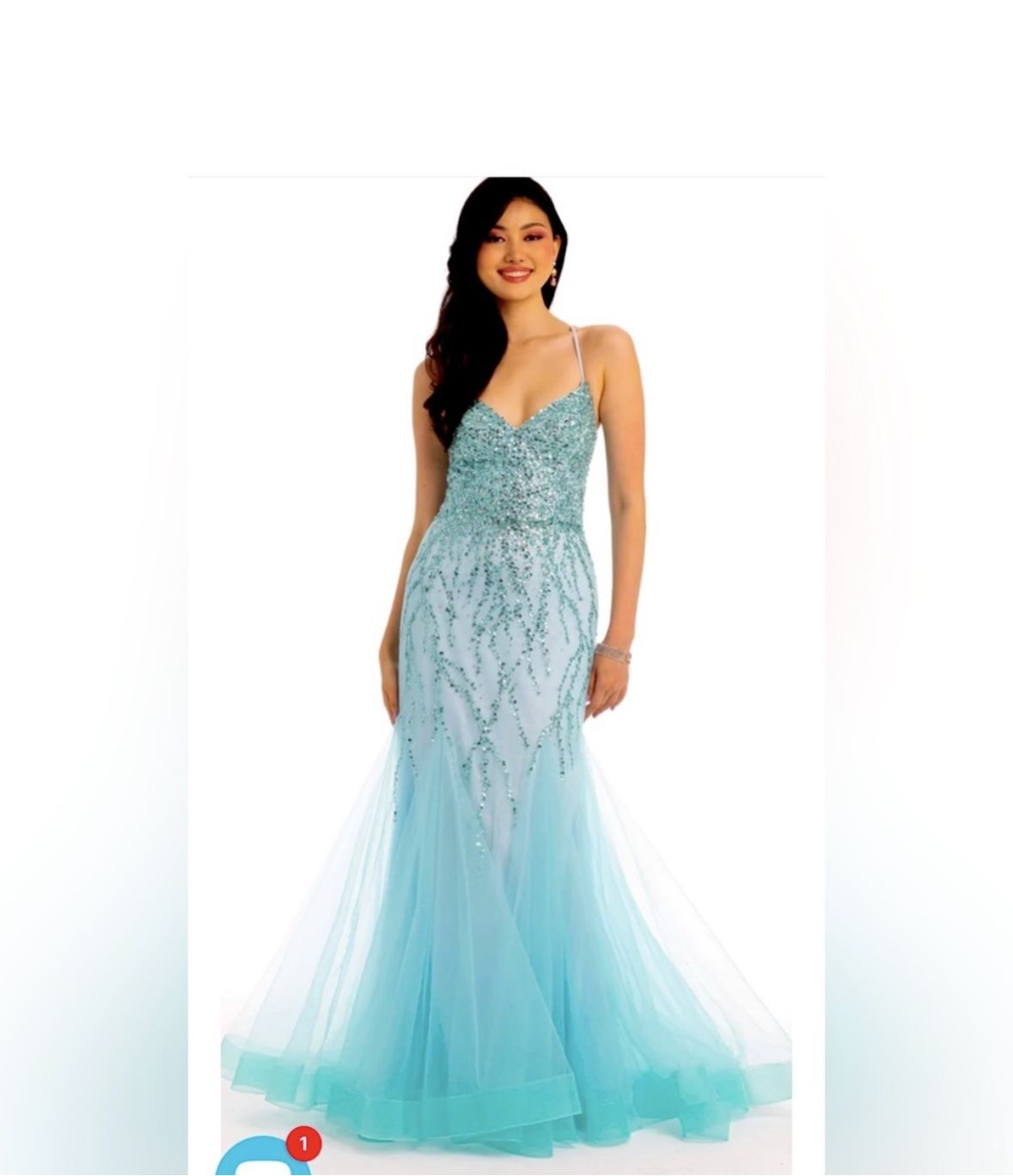 Camille La Vie Beaded Sweetheart Mermaid Aqua  Dress Size 12