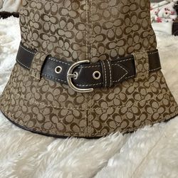 Authentic coach monogram bucket hat with leather buckle